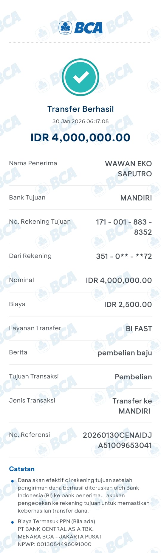 Pengadaan Baju Seragam Yasinan