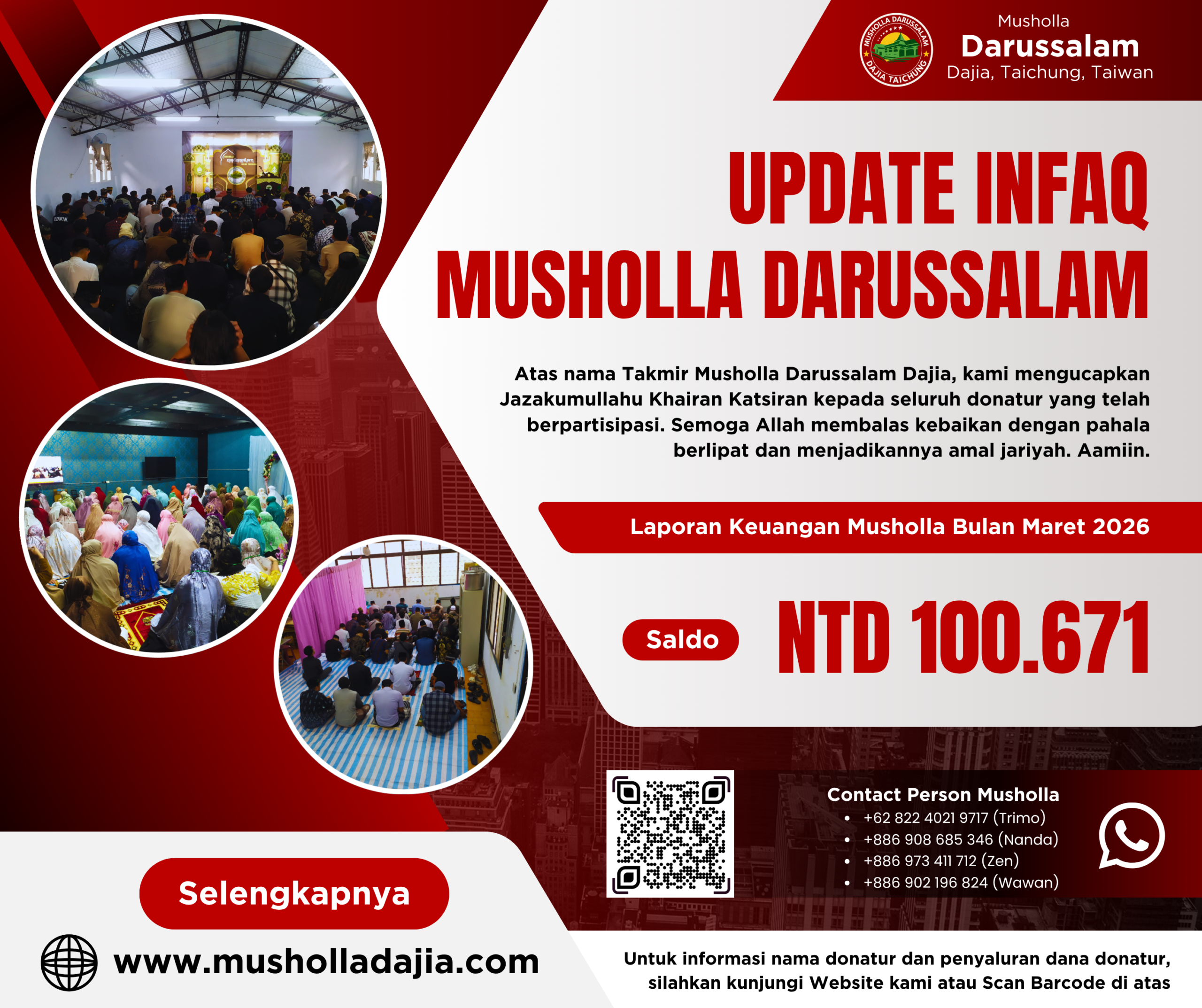 Saldo Infaq Musholla Darussalam Dajia, Bulan Maret 2026