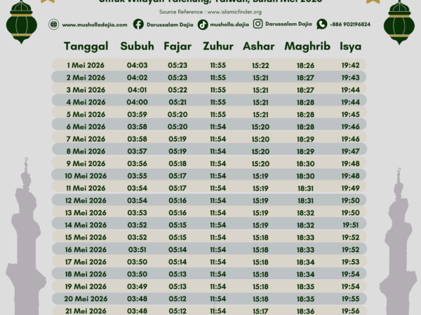 Jadwal Shalat Bulan Mei 2026