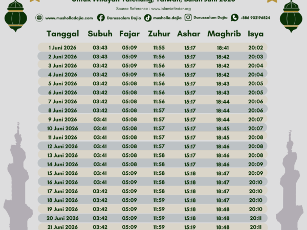 Jadwal Shalat Bulan Juni 2026