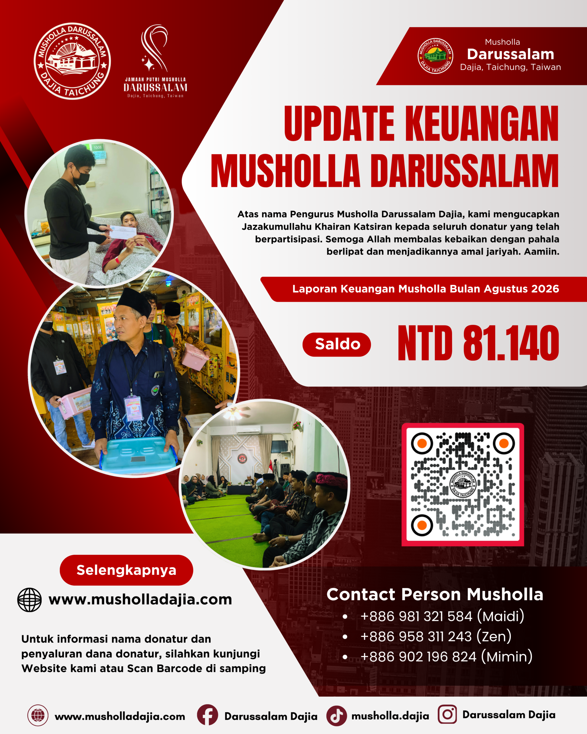 Keuangan Musholla Darussalam Dajia, Bulan Agustus 2026