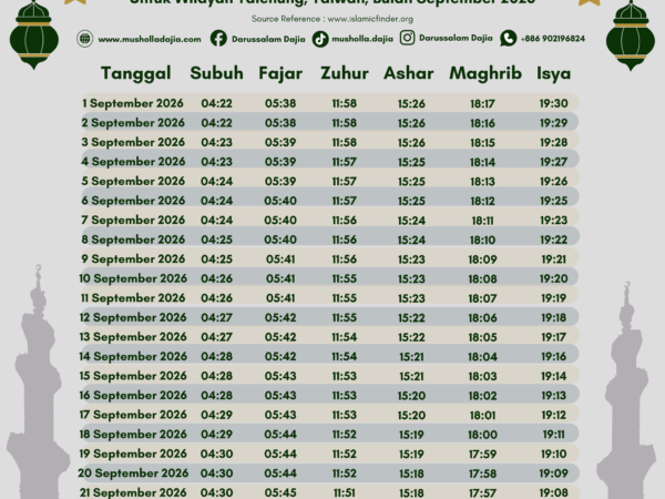 Jadwal Shalat Bulan September 2026