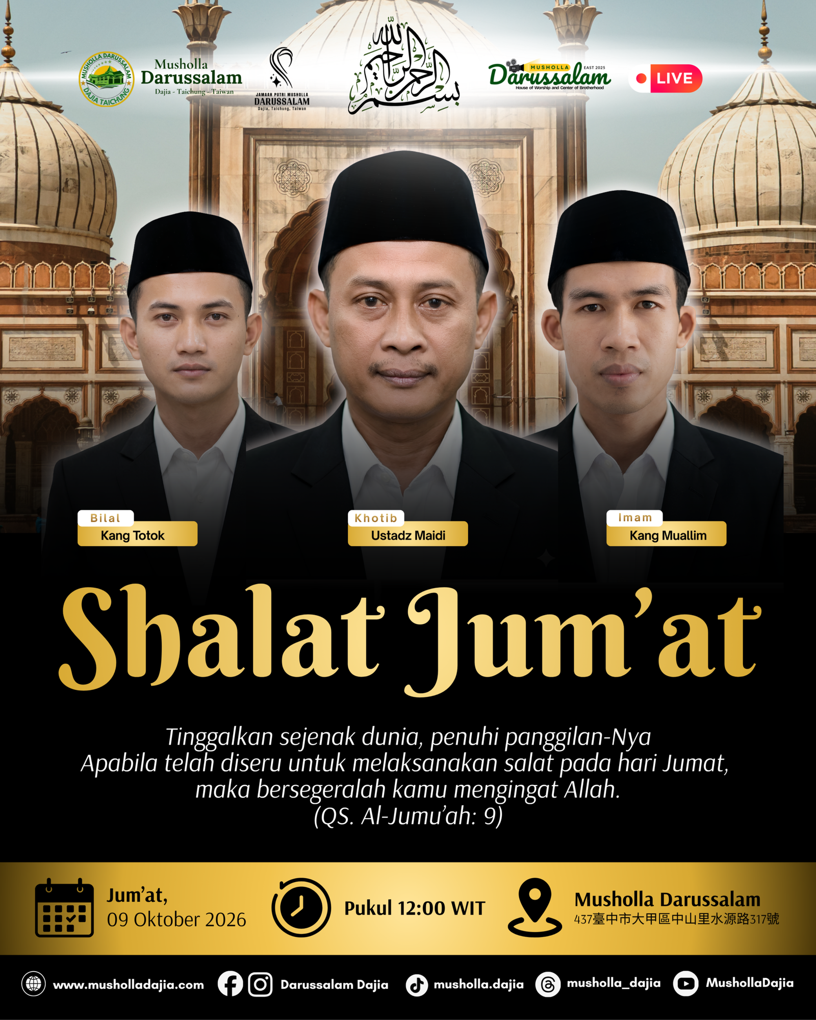 Shalat Jum'at, Tgl 9 Oktober 2026